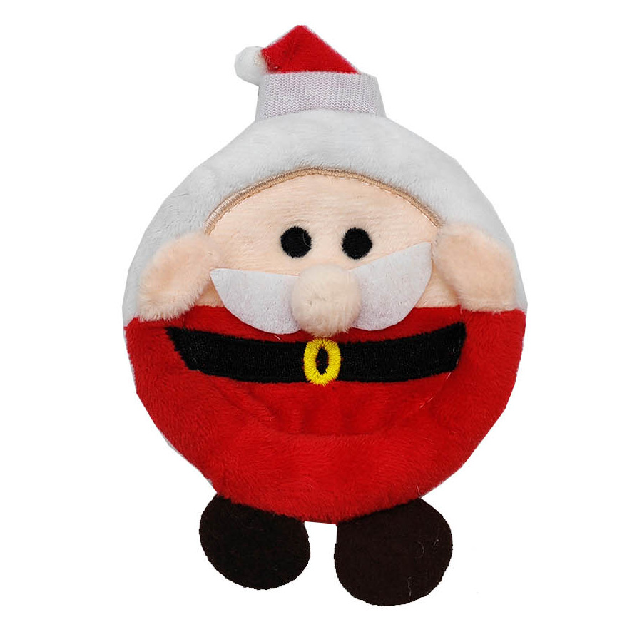 Brinquedo natalino redondo de flamingo e Papai Noel para gatos.