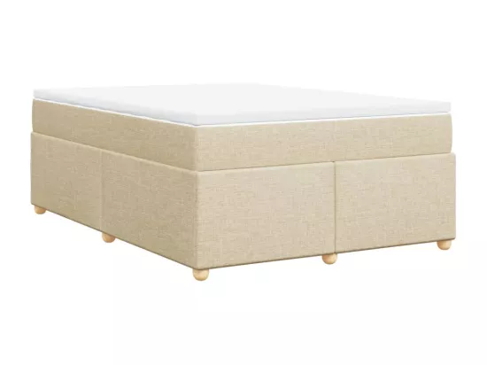 Sommier à lattes de lit avec matelas Crème 160x200 cm Tissu