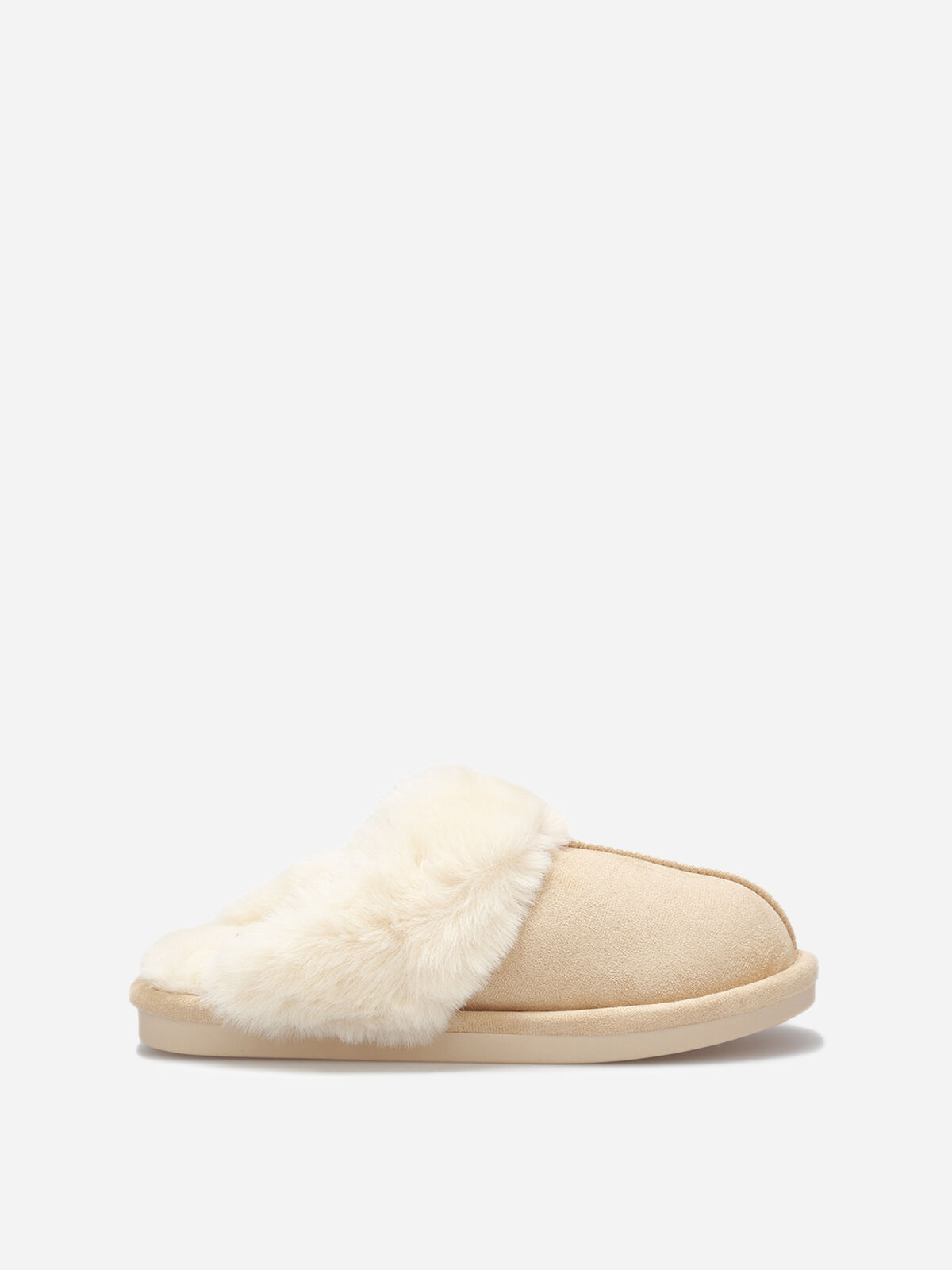Chaussons en suédine fourrés- Beige