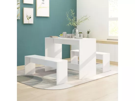 Ensemble à manger 3 pcs Blanc Bois d'ingénierie