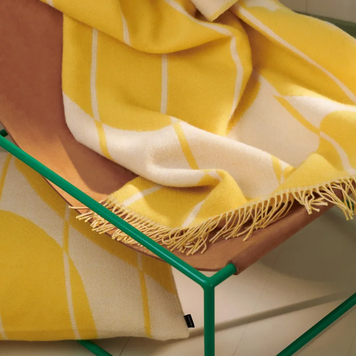 Marimekko - Vesi Unikko Wolldecke, 140 x 180 cm, spring yellow / ecru