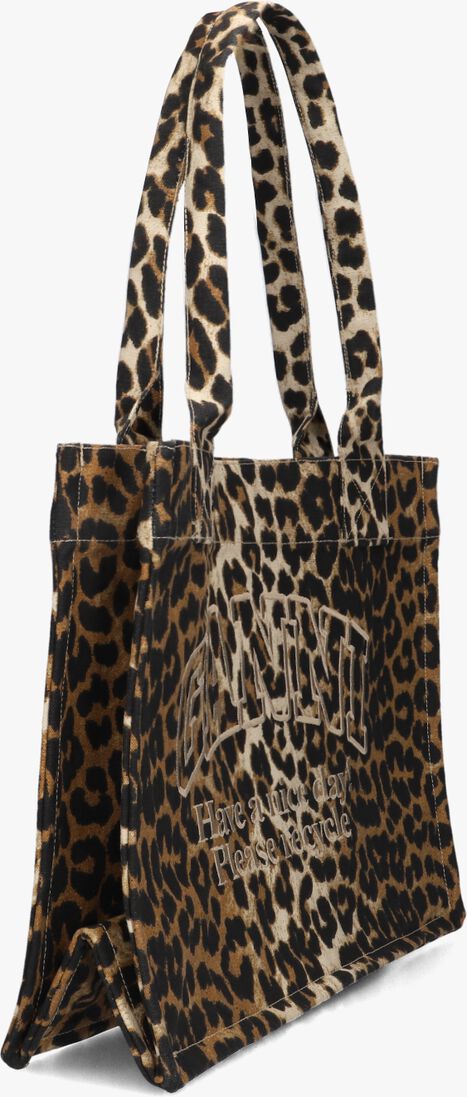 bruine ganni shopper large easy shopper pocket print
