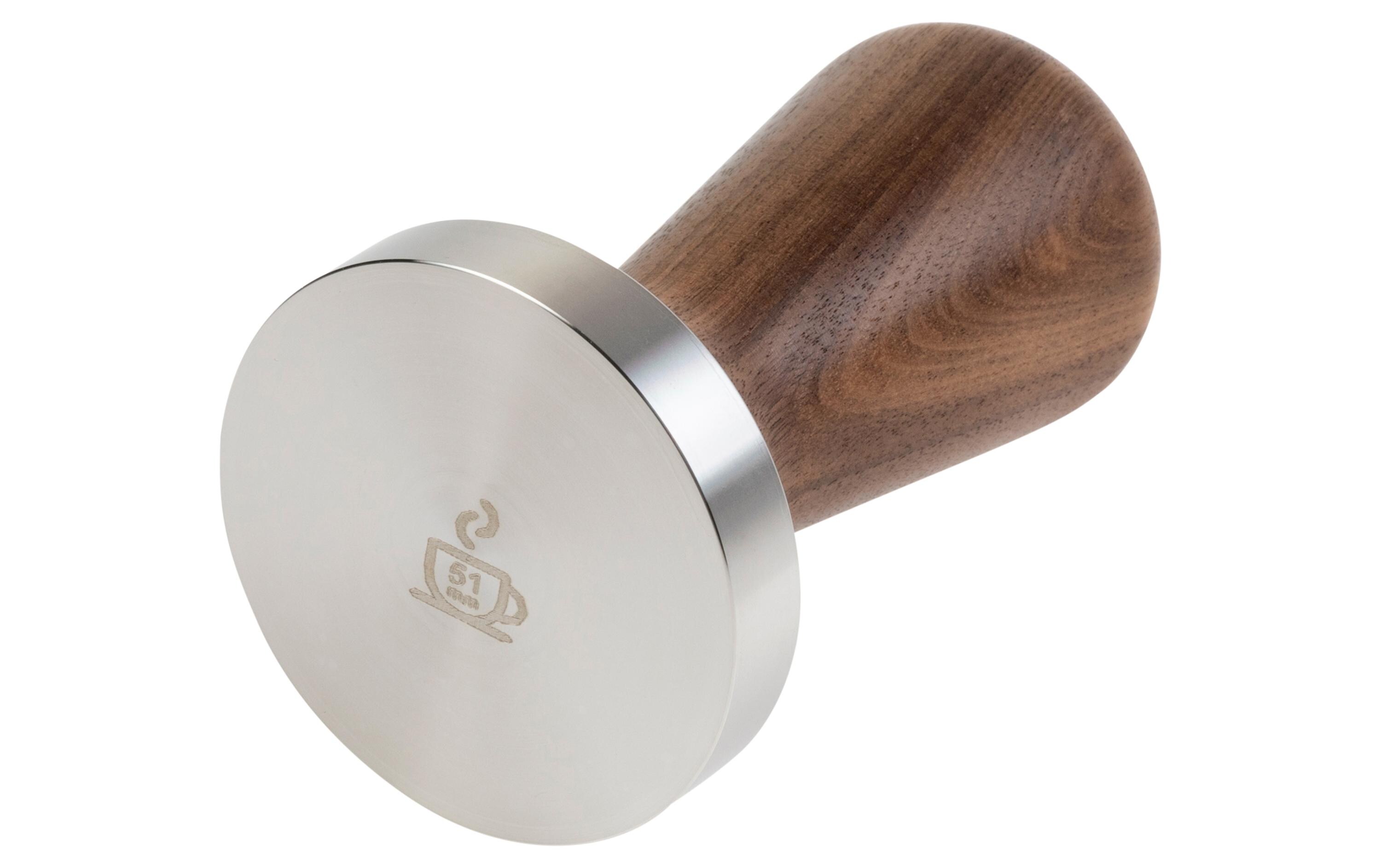 Tamper Walnuss, 51 mmKaffee-Tamper zum Verdichten des Kaffeepulvers im Sieb