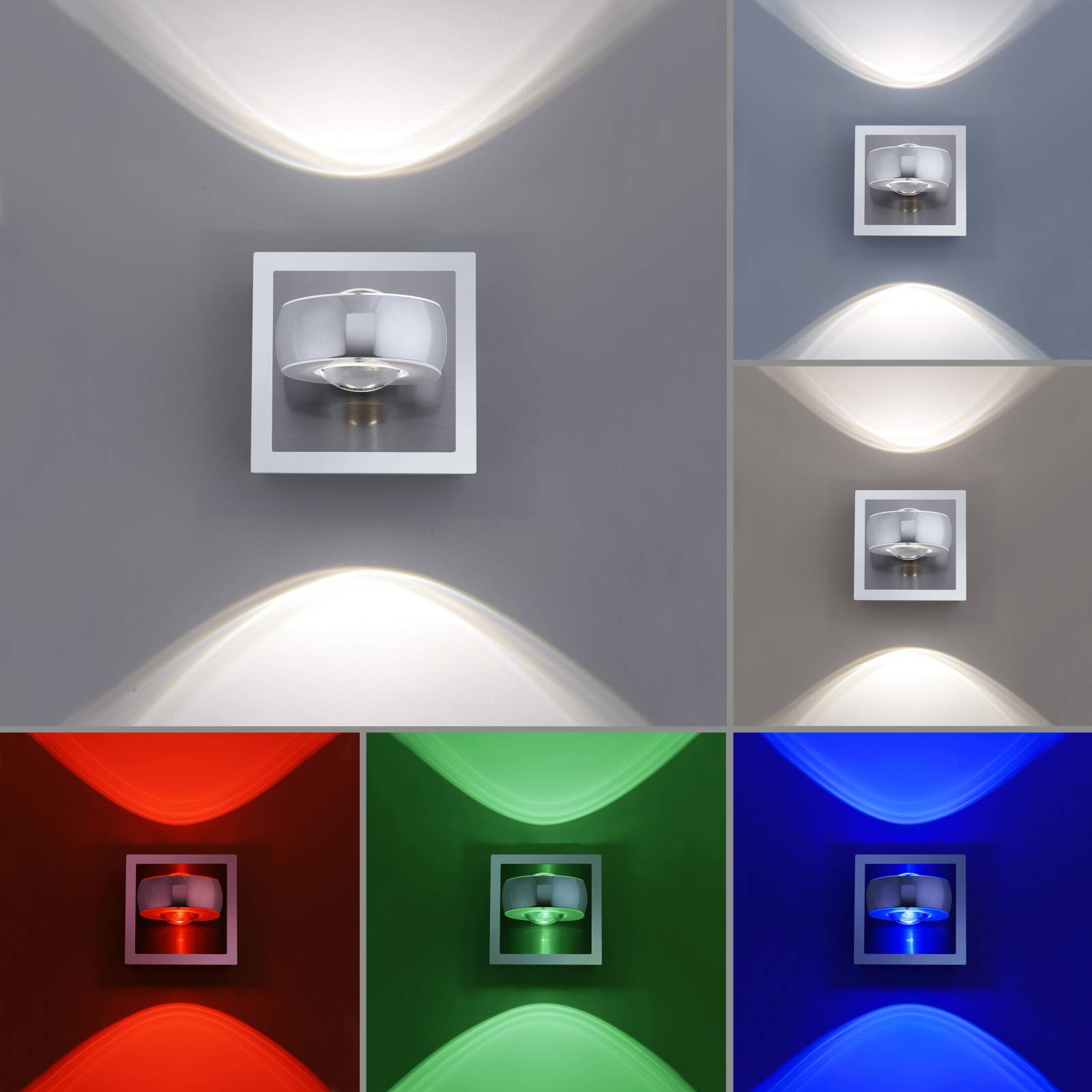 LED-Wandleuchte - stahlfarben - SmartHome - mit Fernbedienung