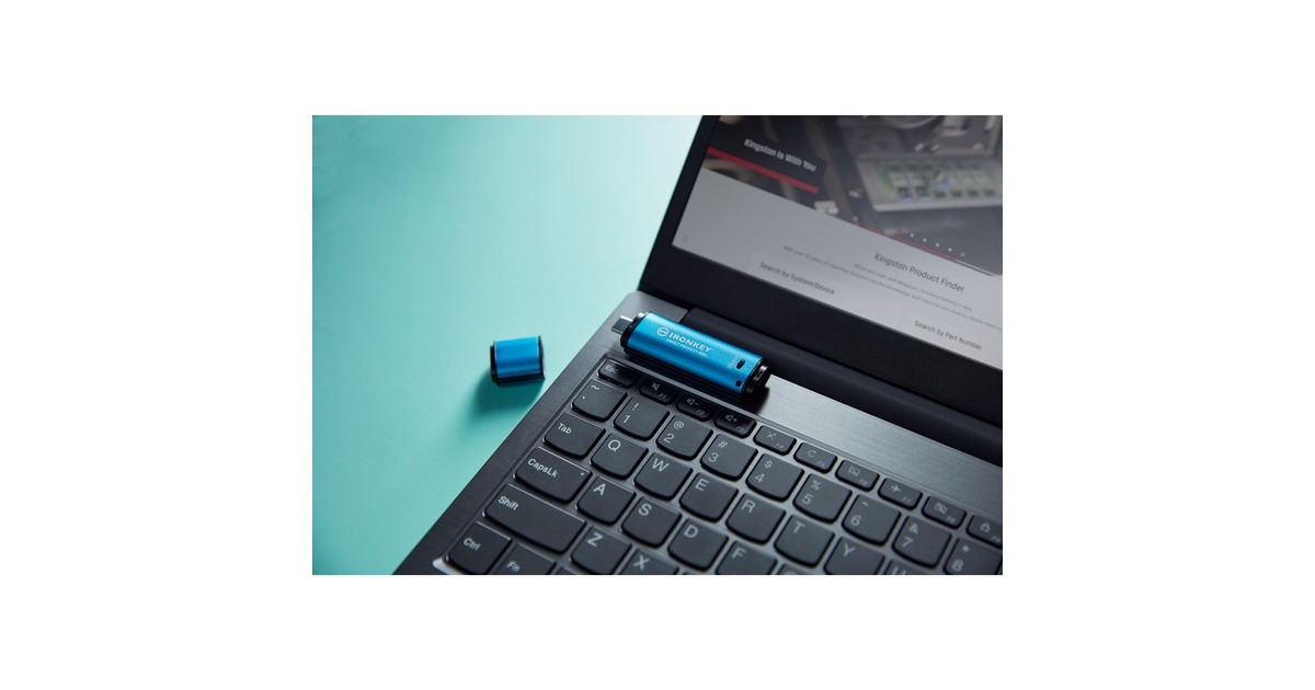 KingstonIronKey Vault Privacy 50 256 GB usb-stick  (Lichtblauw/zwart, USB-C 3.2 Gen 1)