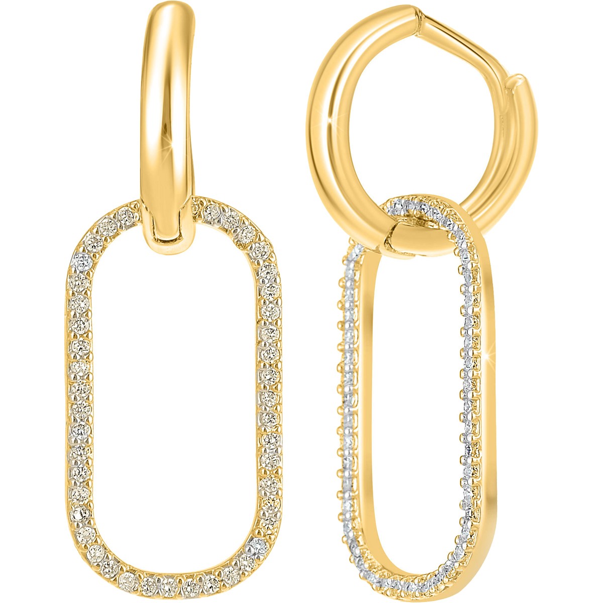 Boucles d'oreilles - Acier inoxydable doré & cristaux