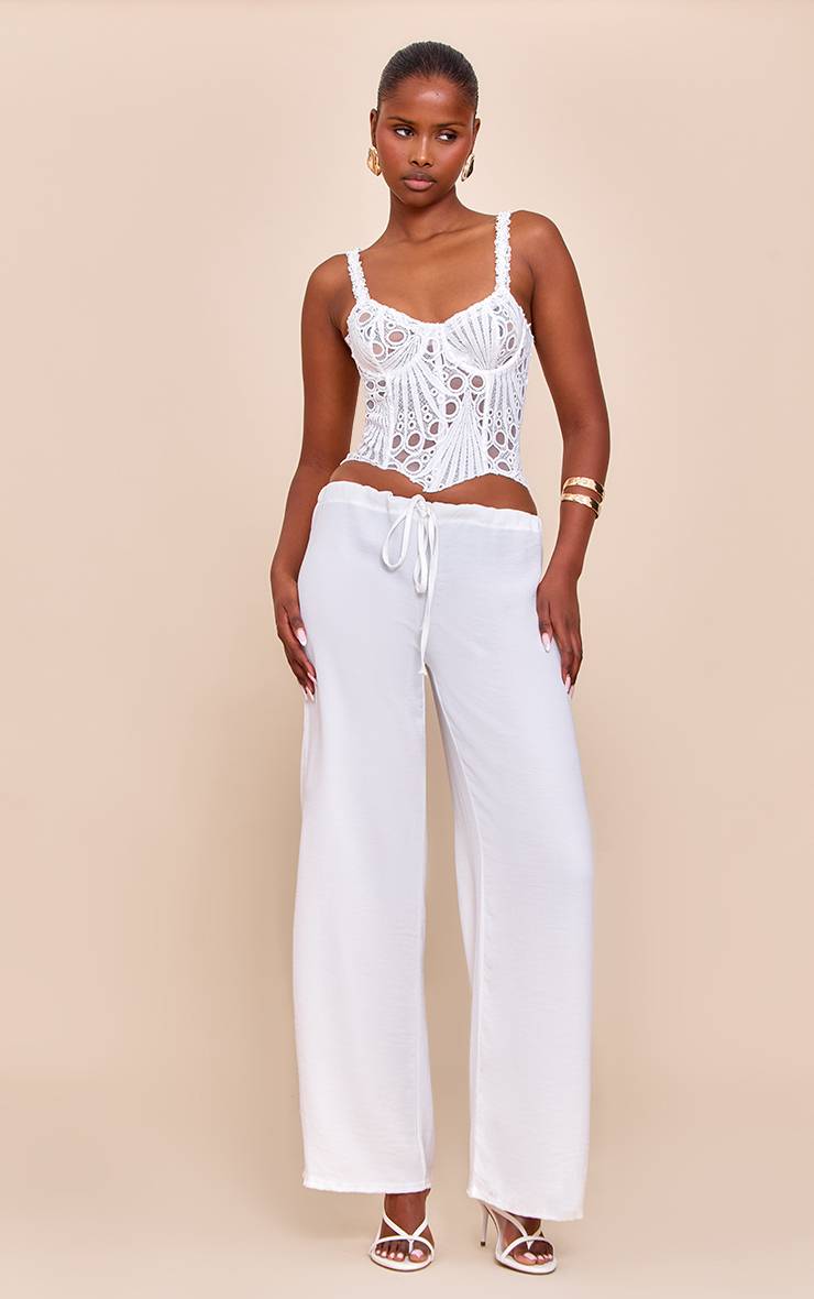 Blanc Corset En Dentelle Florale Transparente Texturée À Bretelles