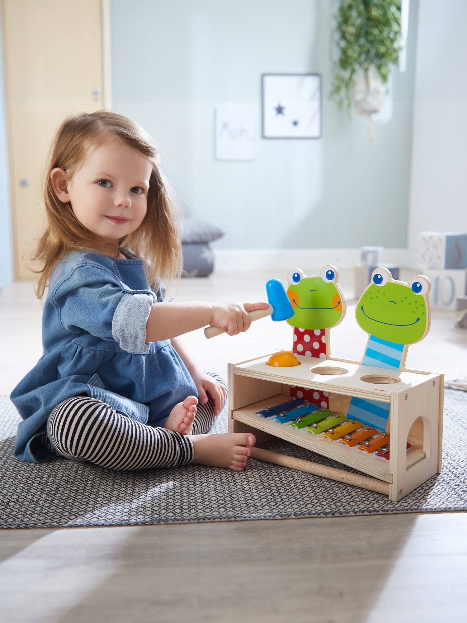 HABA Unisex Lernspielzeug Klang-Klopfbank Froschkonzert 1er Pack