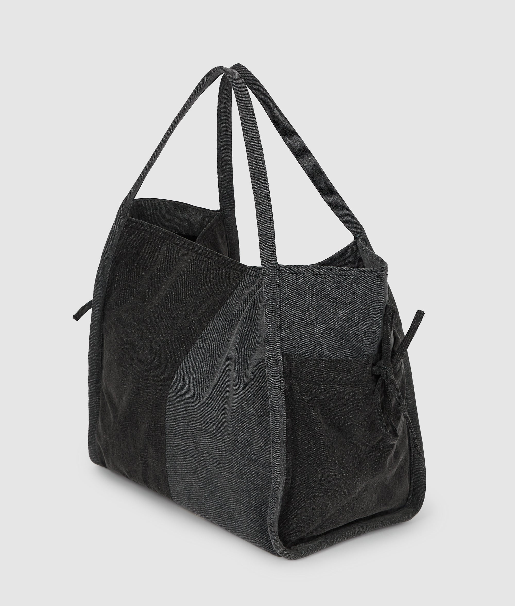 Tweekleurige denim shopper