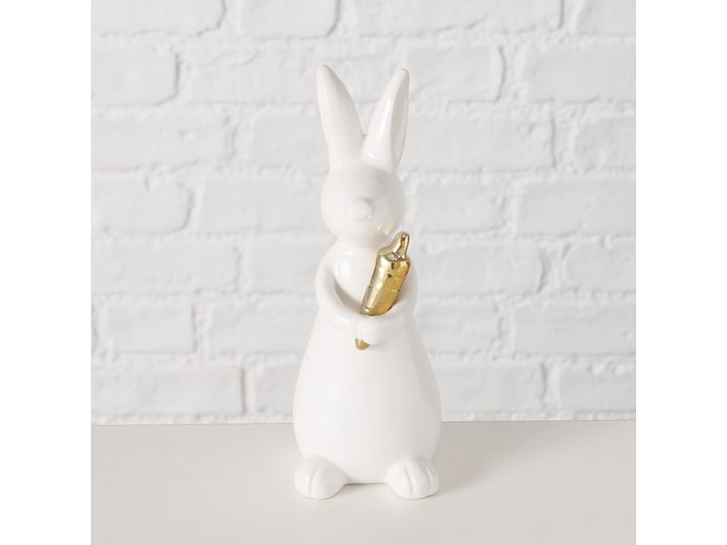 Boltze Aufsteller Hase Hopsi 17 cm, Keramik, Weiss Osterdeko