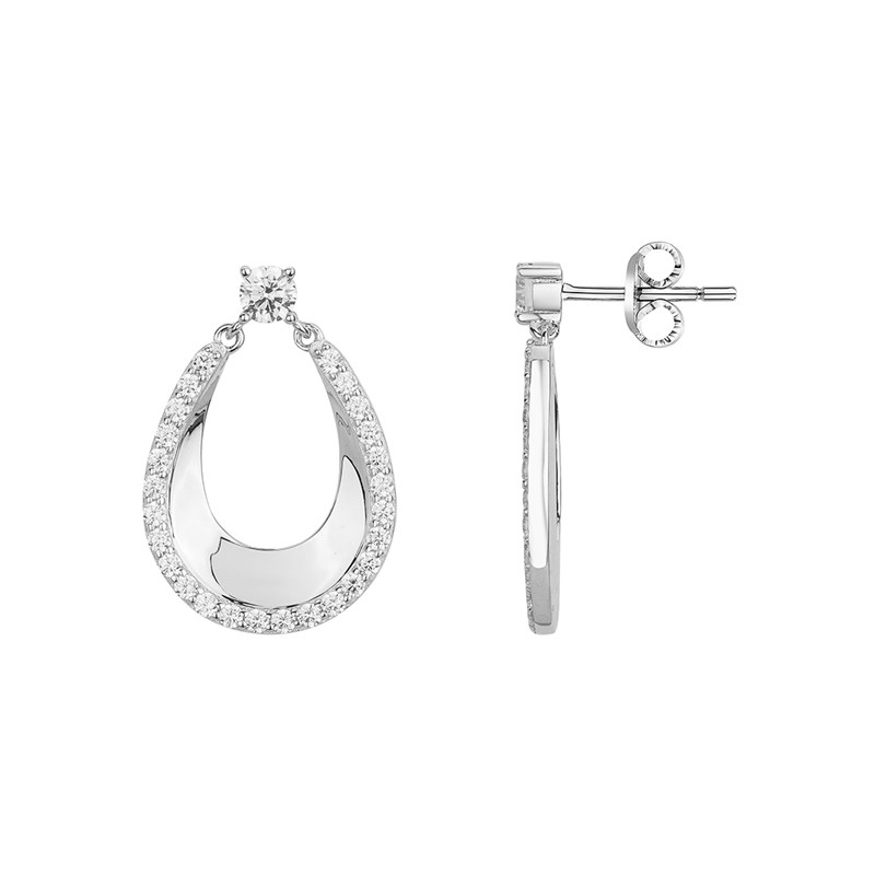 Boucles d'oreilles en Argent avec oxyde de zirconium blanc