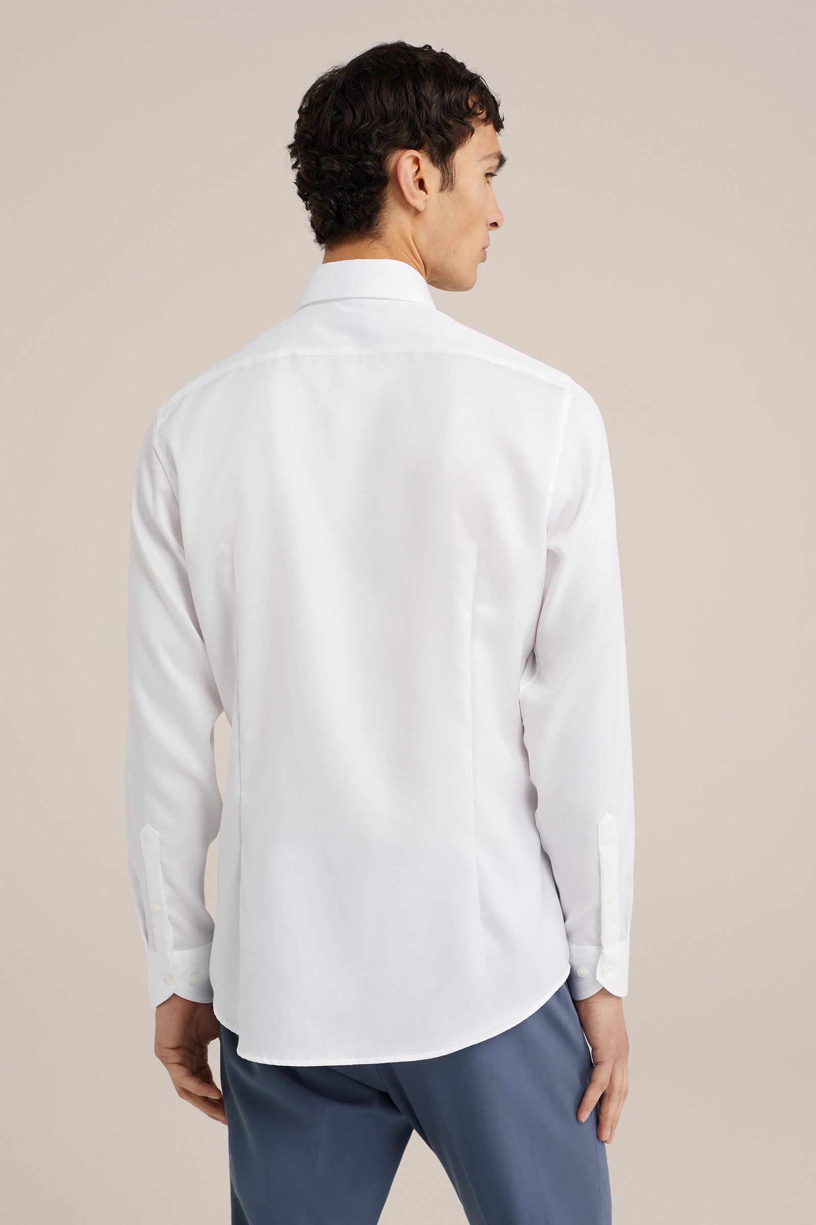slim fit overhemd met structuur WE Fashion Wit