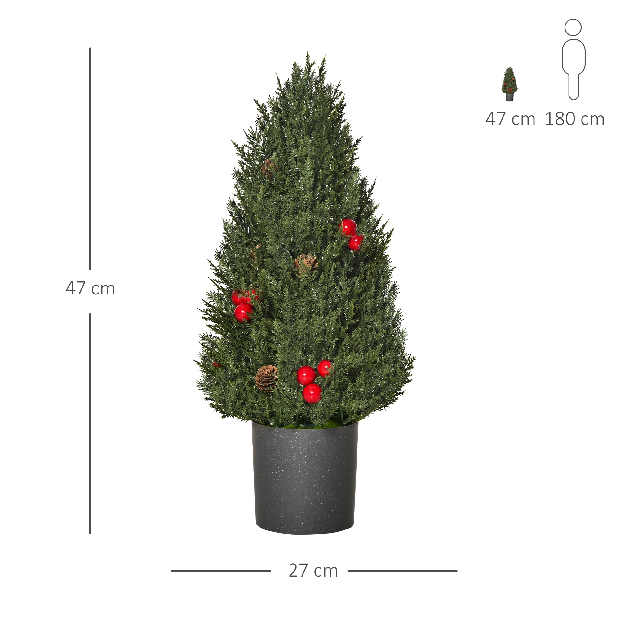 HOMCOM Künstlicher Weihnachtsbaum für den Tisch grün Ø27 x 47H cm