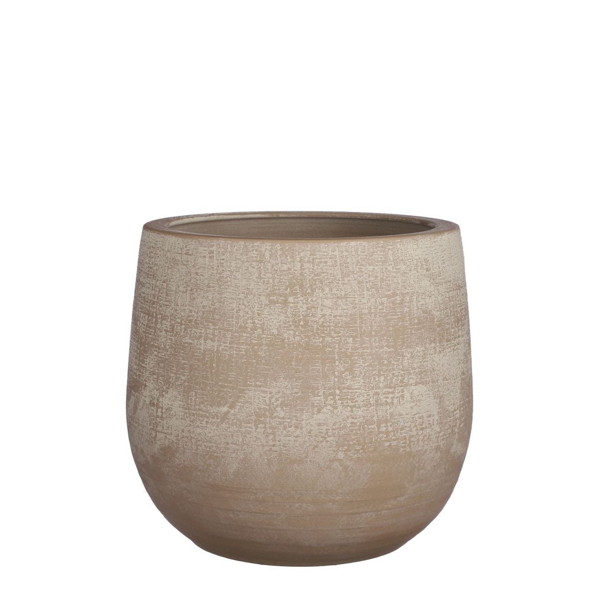 Mica decorations pot de fleur victor - 21x21x19 cm - terre cuite - beige