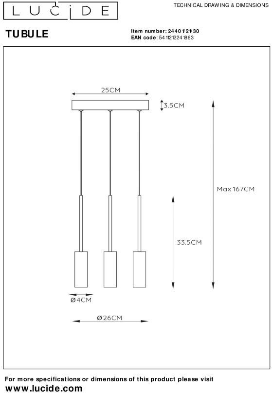Lucide Tubule Hanglamp