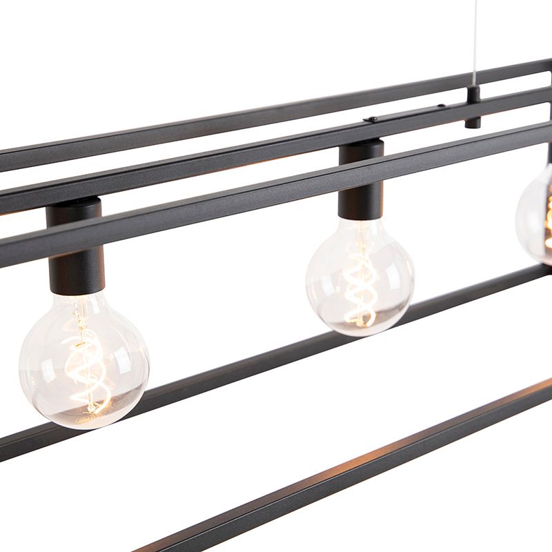 Moderne rechthoekige hanglamp zwart 5-lichts - Cage