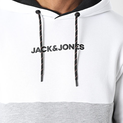 Sweat Capuche Reid Blocking Noir Blanc Gris Chiné