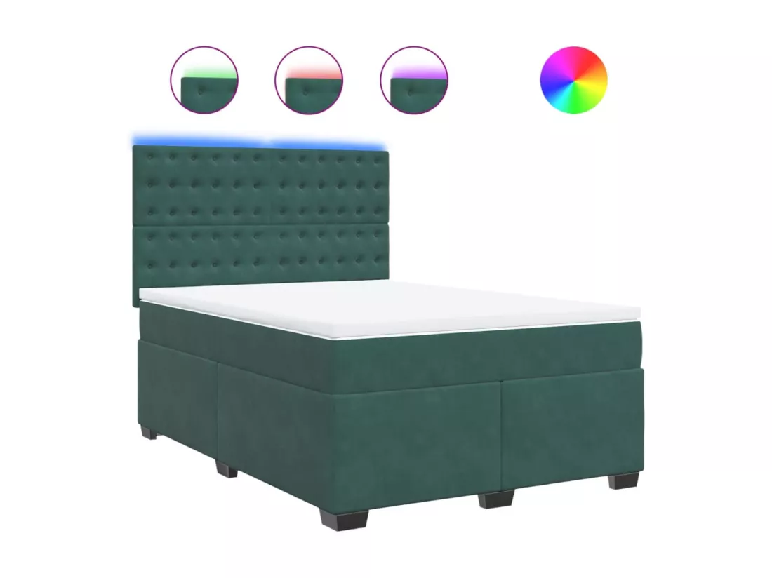 Sommier à lattes de lit et matelas Vert foncé 160x200cm Velours