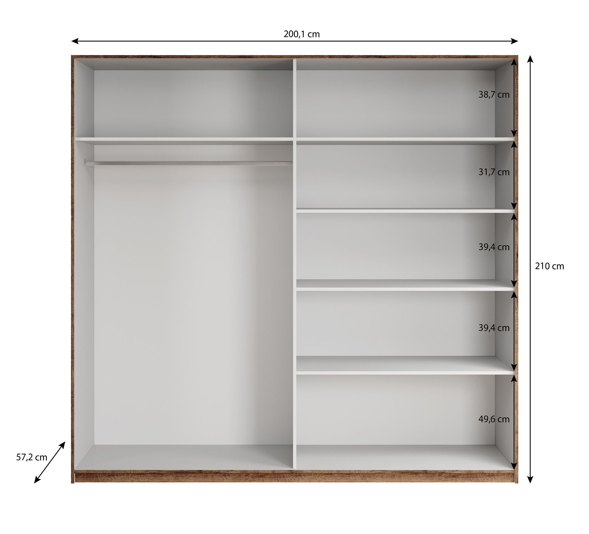 Brown 2 - Slaapkamer - Zwart - Eiken 180 - Groot