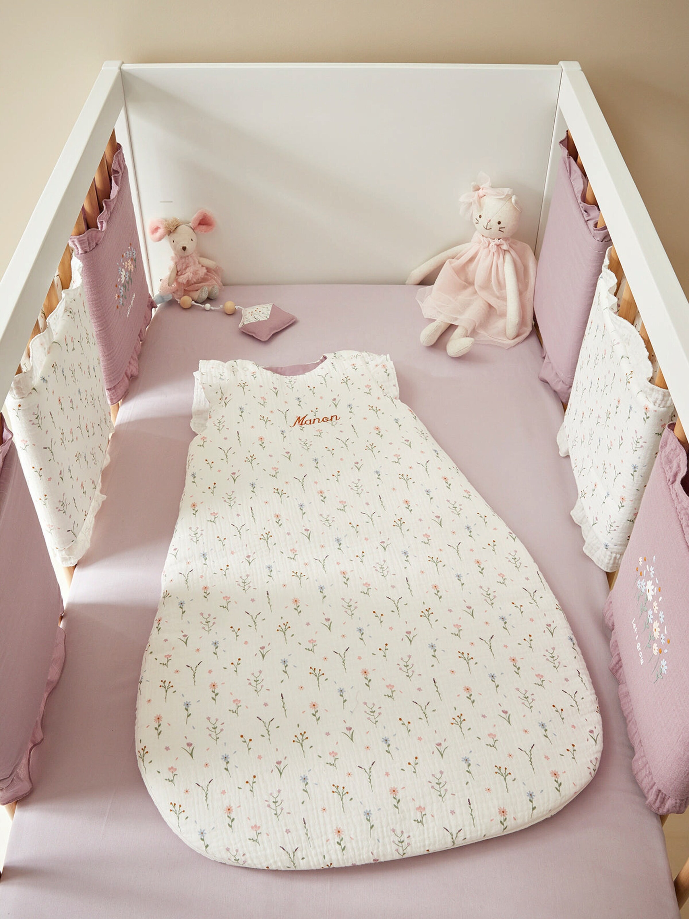 Vertbaudet Ärmelloser Baby Schlafsack PROVENCE wollweiß/mehrfarbig
