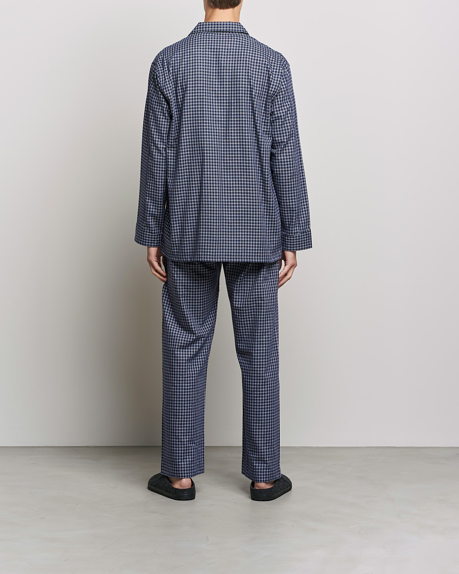 Derek Rose Checked Cotton Pyjama Set Navy