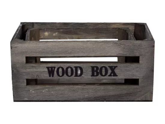 Lot de 2 tiroirs en bois gris 20x13x09-16x11x08h cm