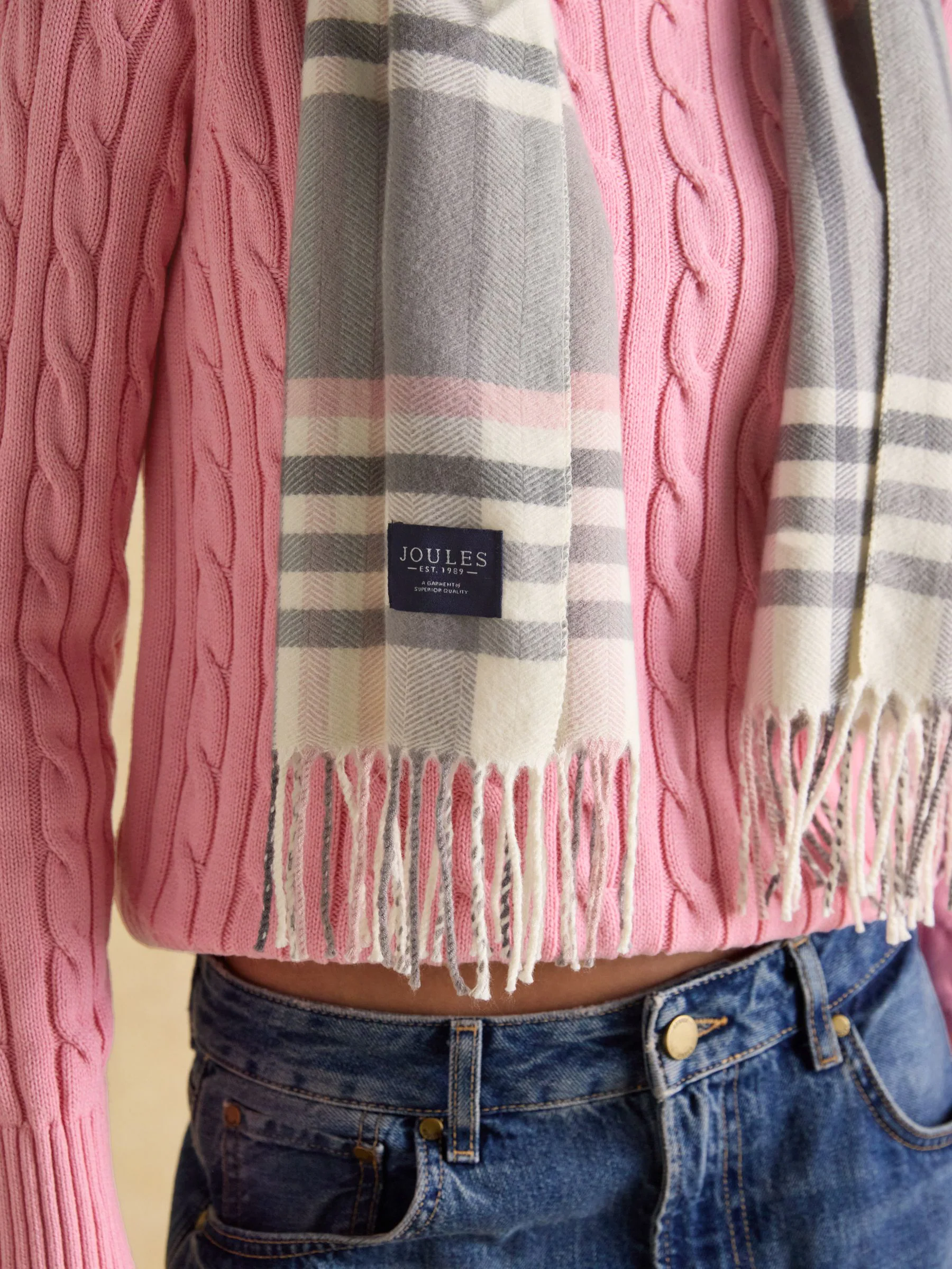 Roze en grijs - Joules Langtree Large Scarf