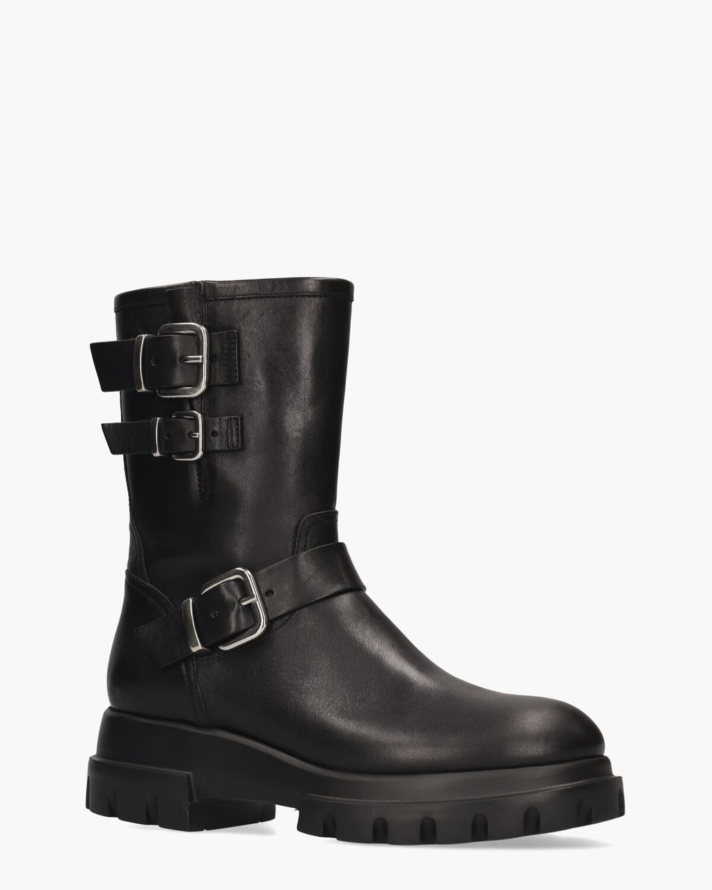 AGL Chunky Biker Zwart Dames Enkellaarsjes