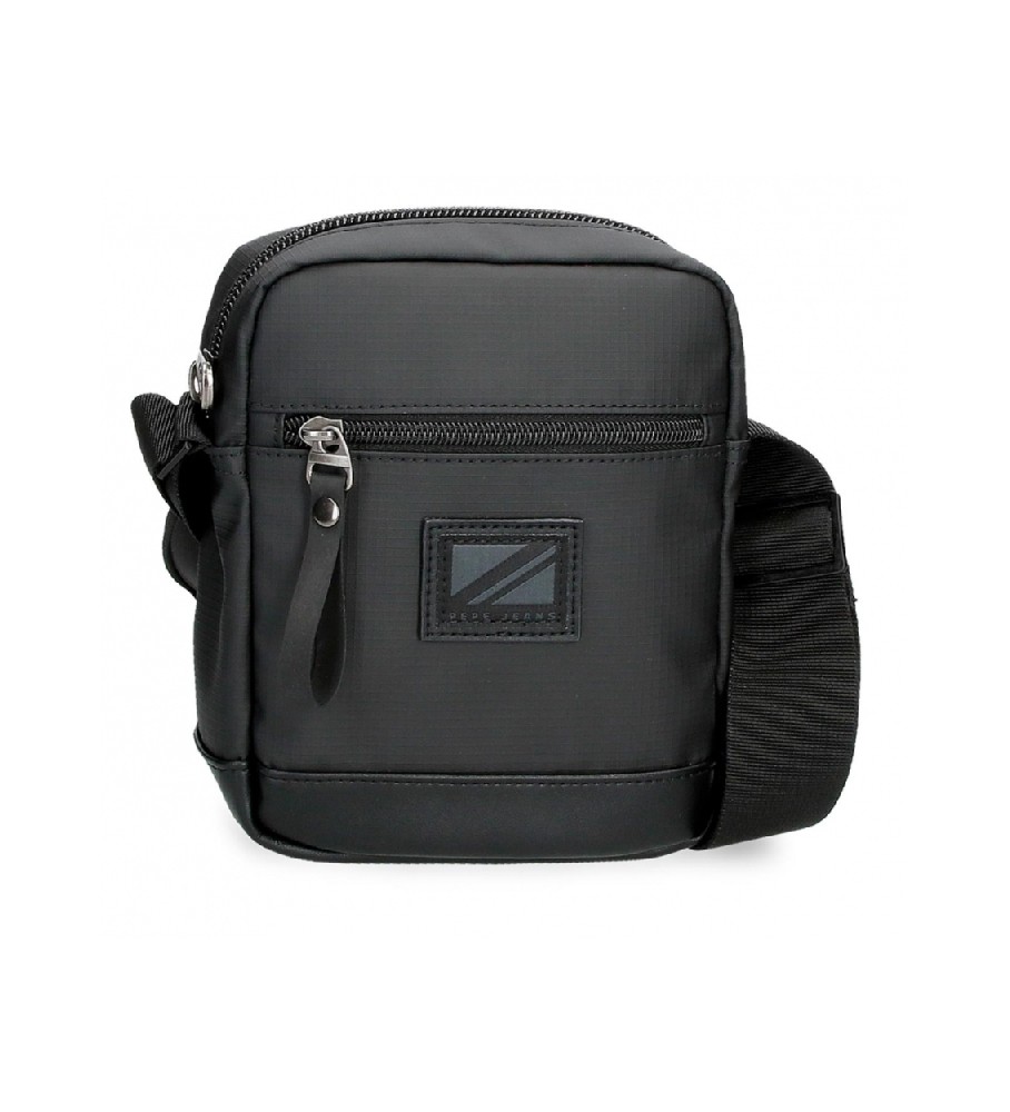 Bolsa transversal pequena Pepe Jeans com alças e bolso frontal, preta.