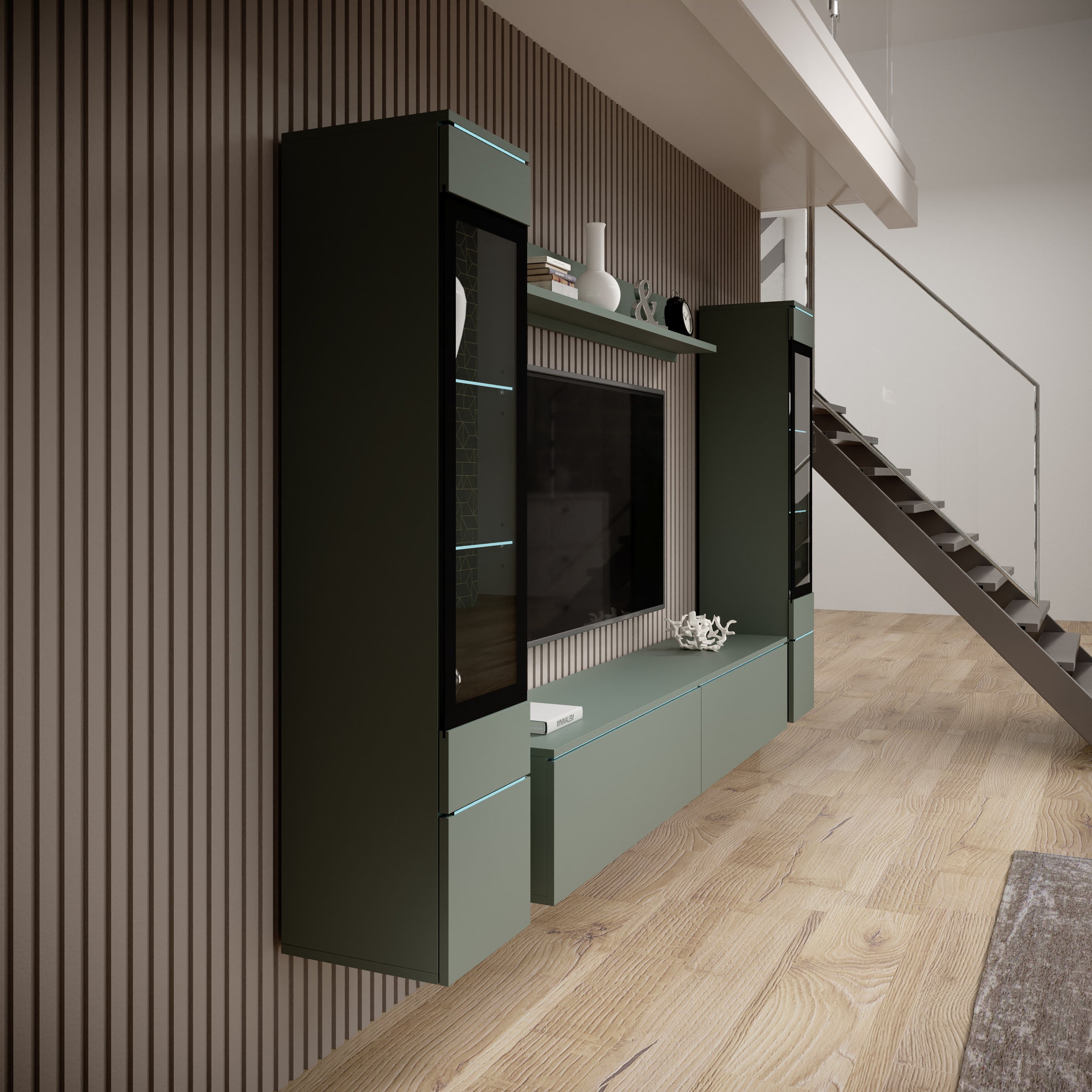 Variety - Wandmeubel - Groen - 180x33x132 cm