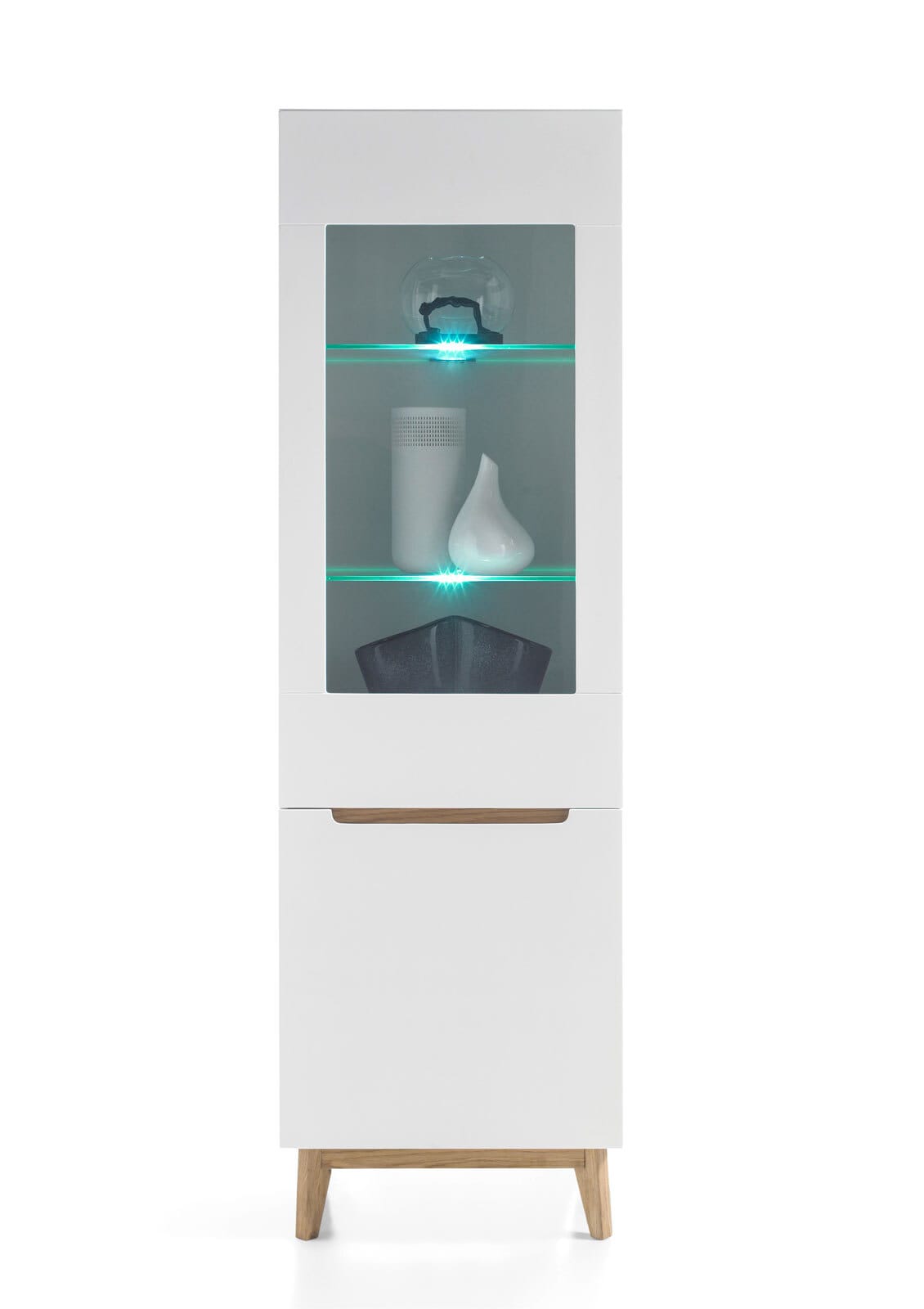 PHILL HILL Vitrine RIBE 59 x 193 x 40 cm Nachbildung weiß/Absetzung braun