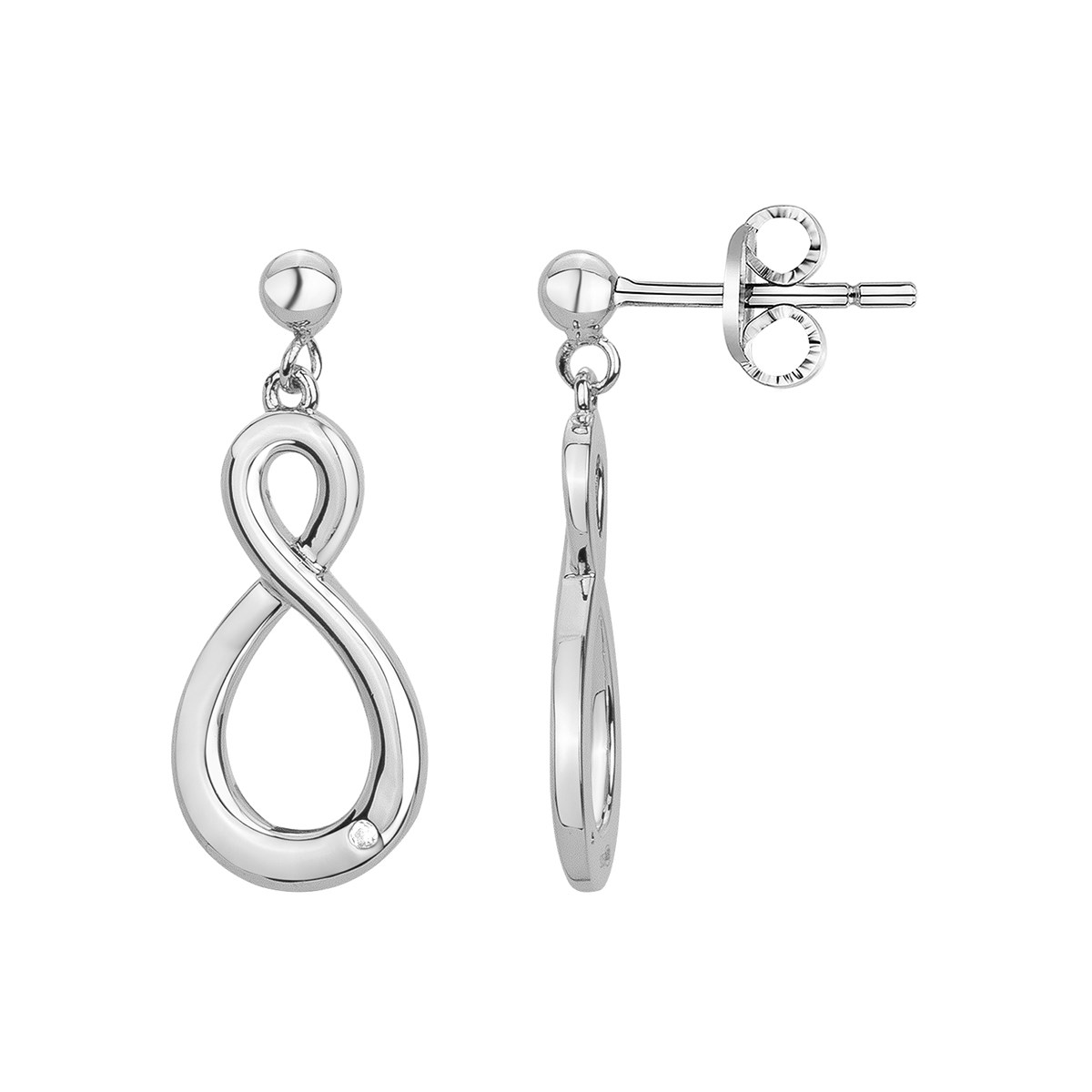 Boucles d'oreilles pendantes en Argent avec oxyde de zirconium blanc