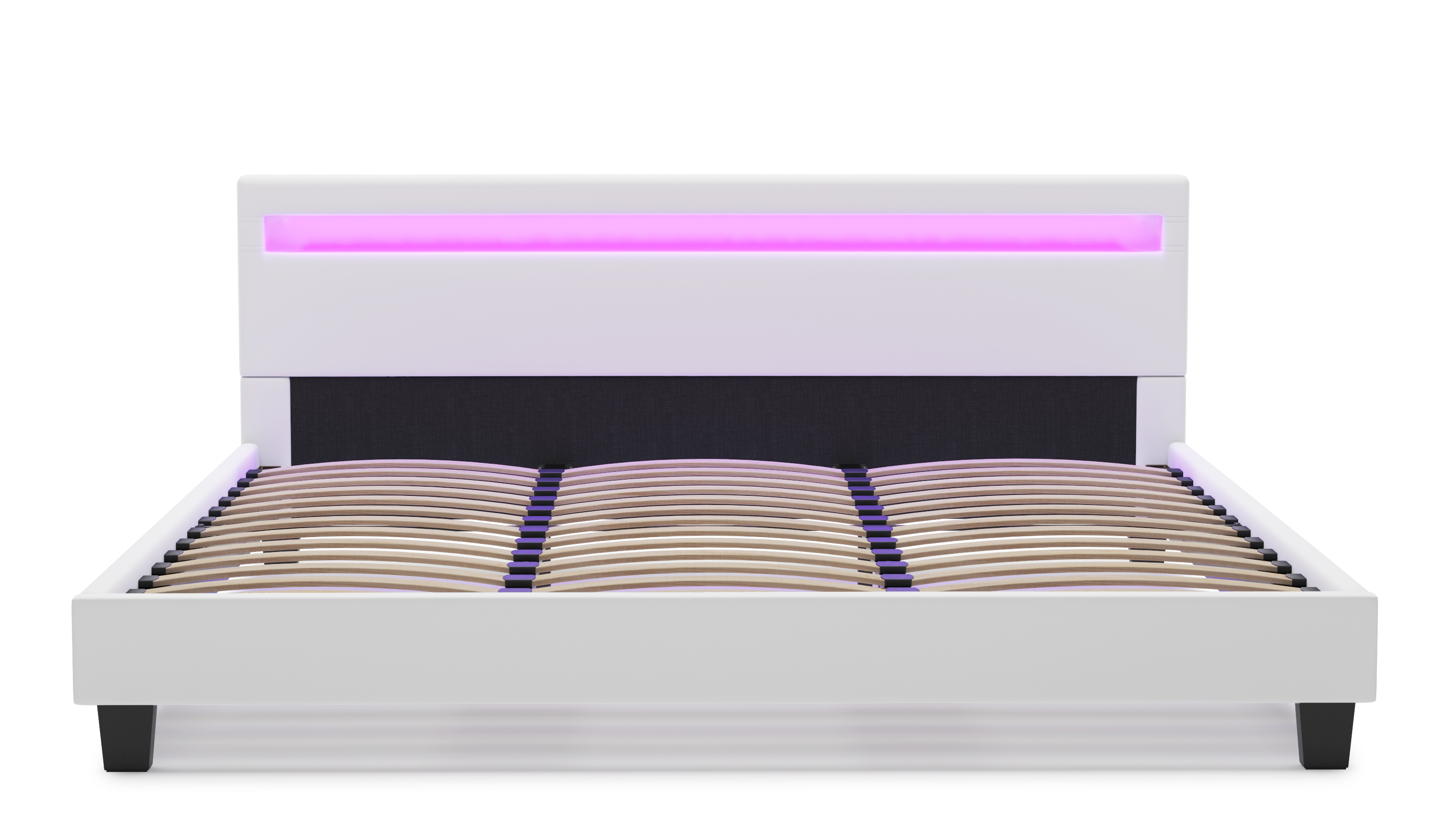 Lederbett LED DREAM 180 x 200 cm weiss