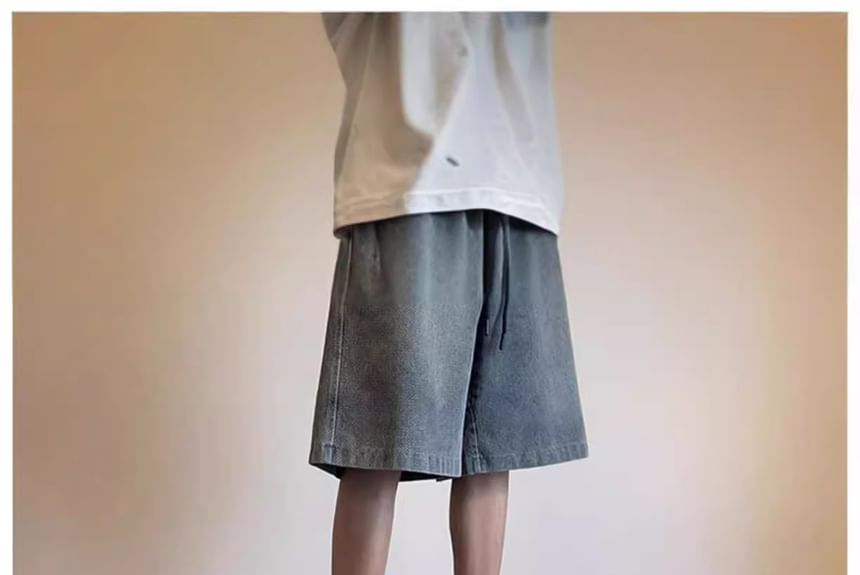 Capbrew - Gewassen denim shorts met trekkoordtaille