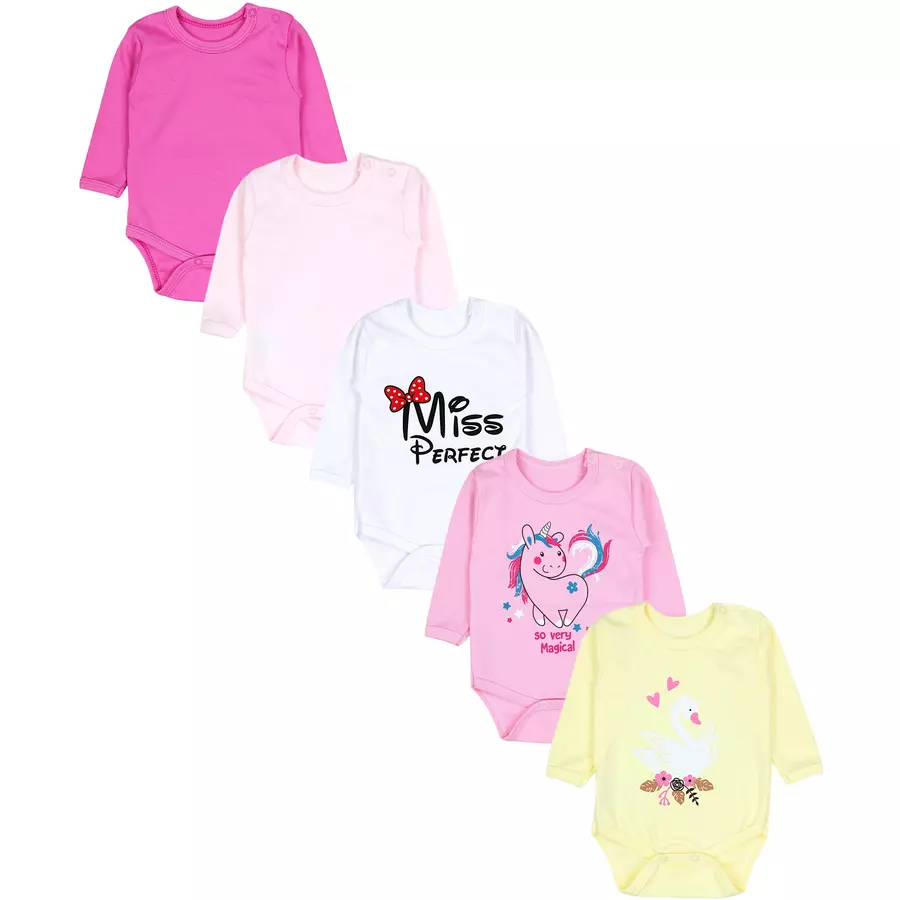 TupTam Mädchen Baby Body Langarm Unifarben 5er Pack gelbweiß