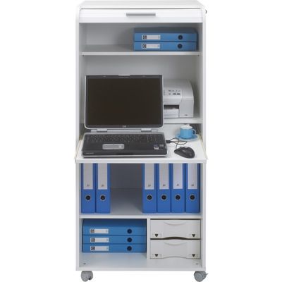 Armoire à rideaux ORGA - 2 tiroirs - H140 cm - Blanc