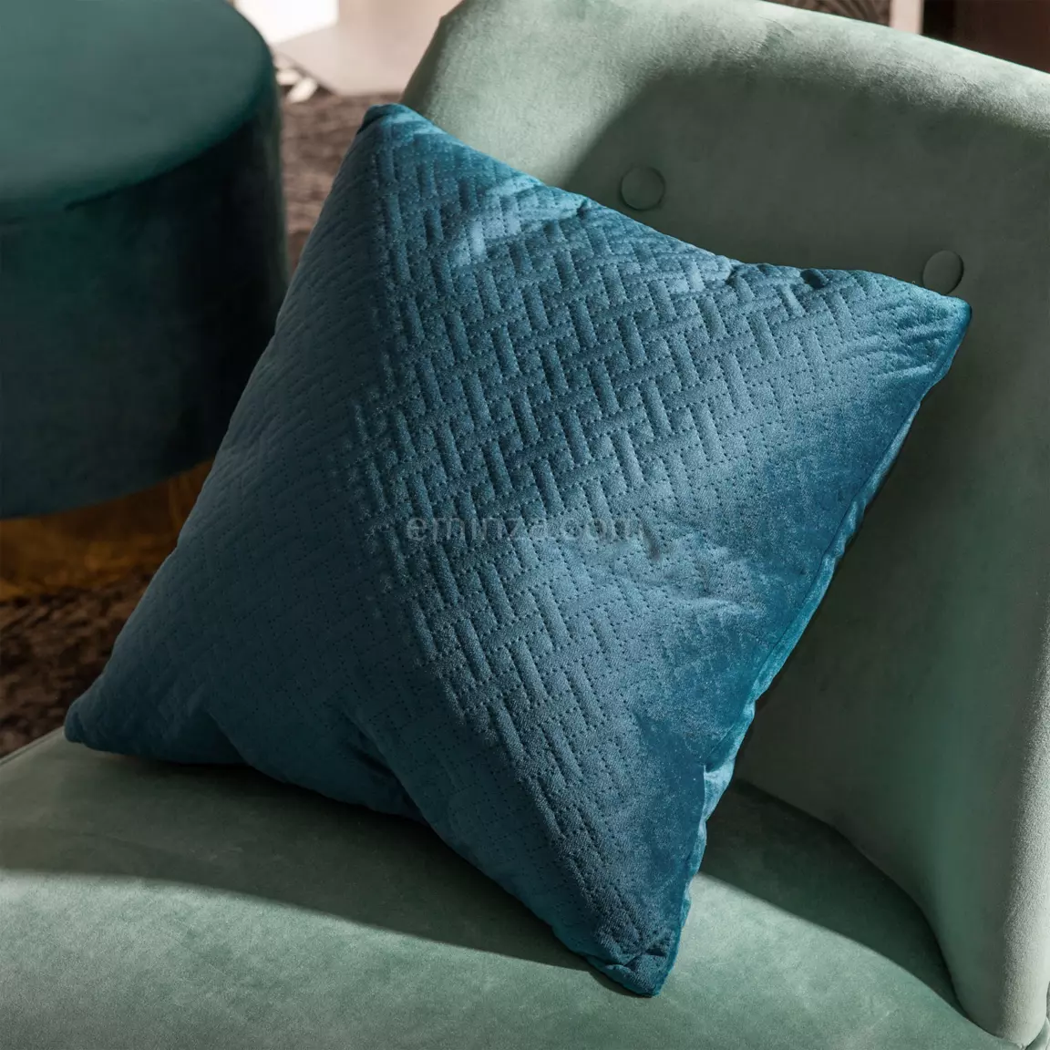 Coussin carré velours (40 x 40 cm) Dolce Bleu canard