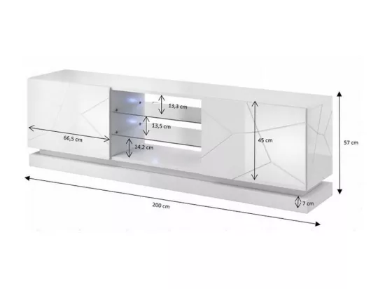 Meuble TV noir design 200 cm à LED Clost - Avec LED