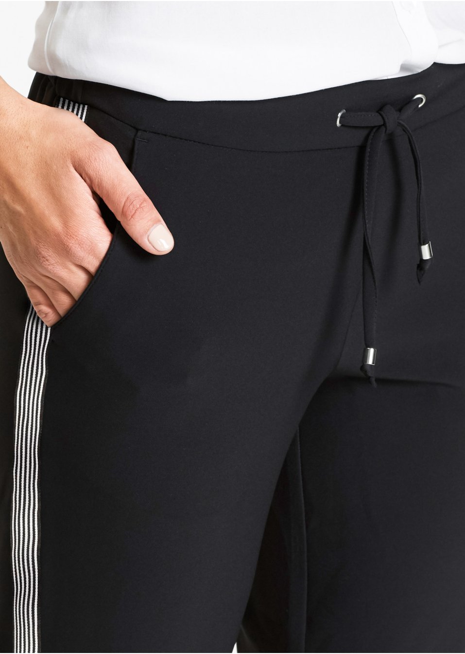 Pantalon à taille extensible avec bandes décoratives