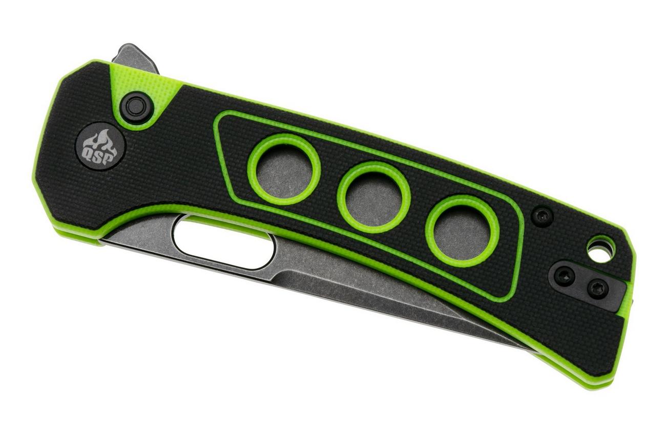 QSP Knife Unicorn QS156-C2 Dark Stonewashed, Black Green G10, zakmes