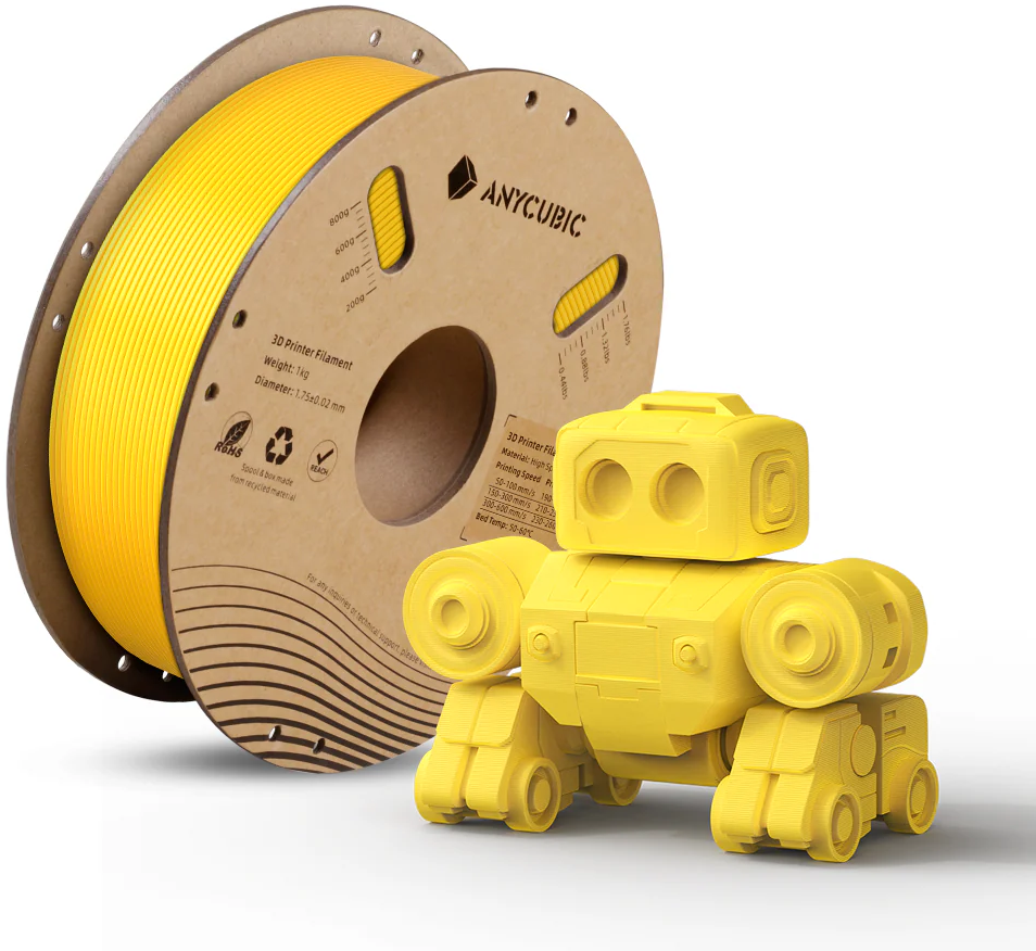 Anycubic  PLA High Speed Vibrant Yellow, 1,75 mm / 1000 g    PLA Filament für hohe Geschwindigkeiten in Vibrant Yellow