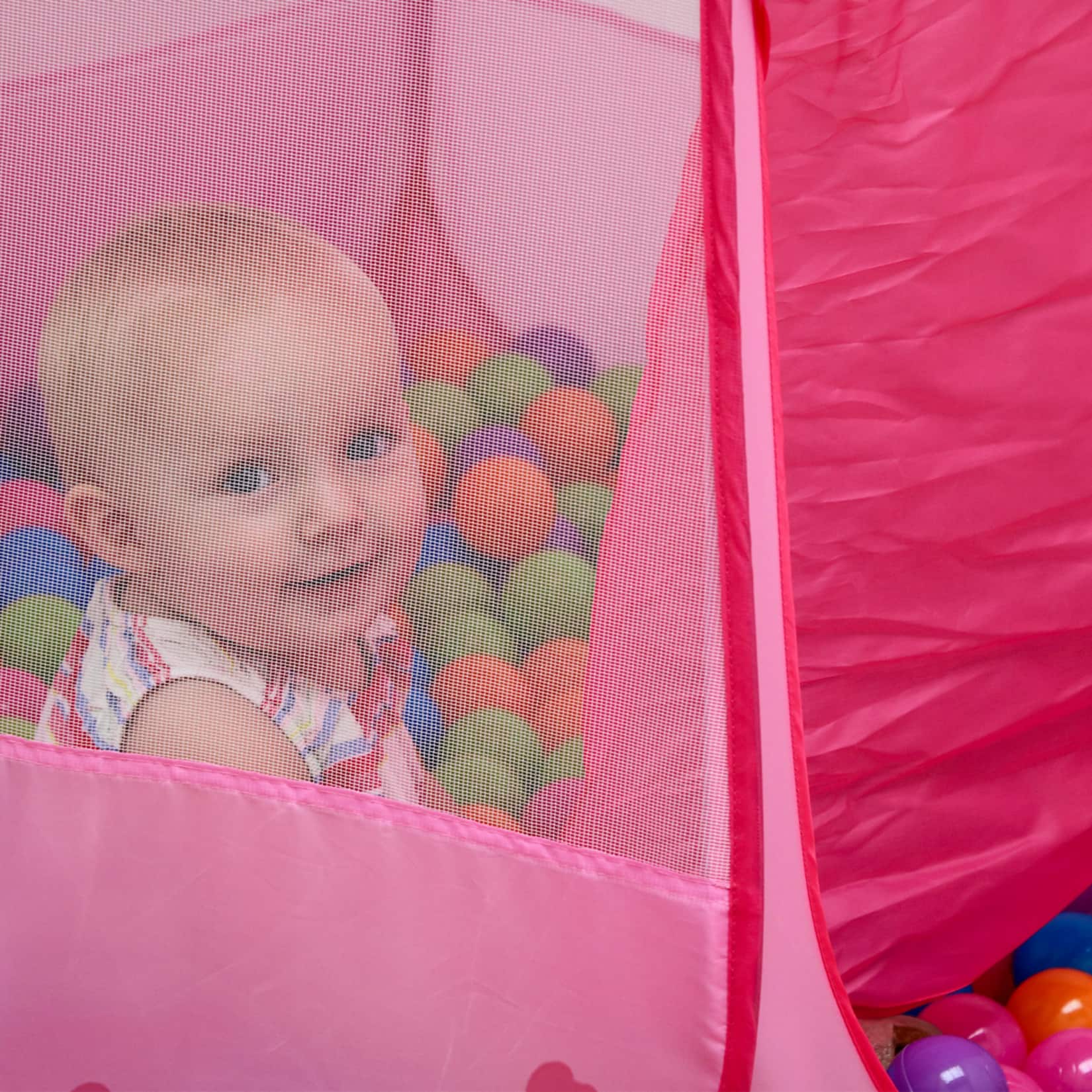 Mädchen Bällebad Zelt 200 Baby Bälle Kinderzelt Spielzelt 120x120x90cm Rosa
