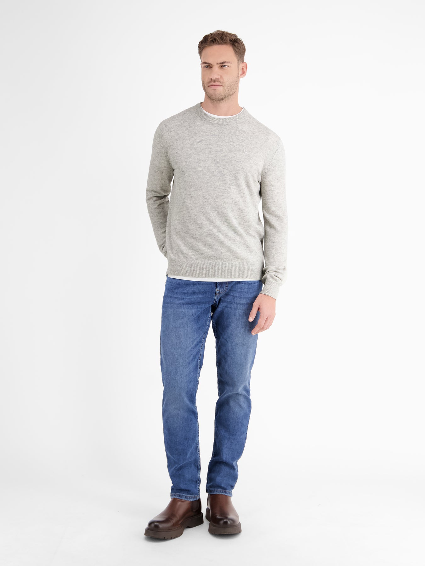 Strickpullover in weicher Schurwollqualität mit Kaschmiranteil