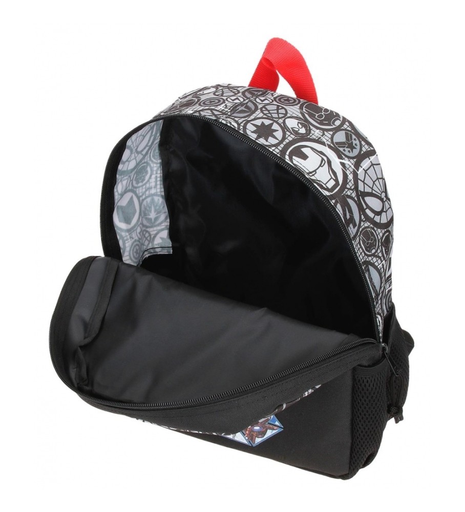 Mochila Disney Avengers Heroes com Rodas, Preta - 25x32x12cm -