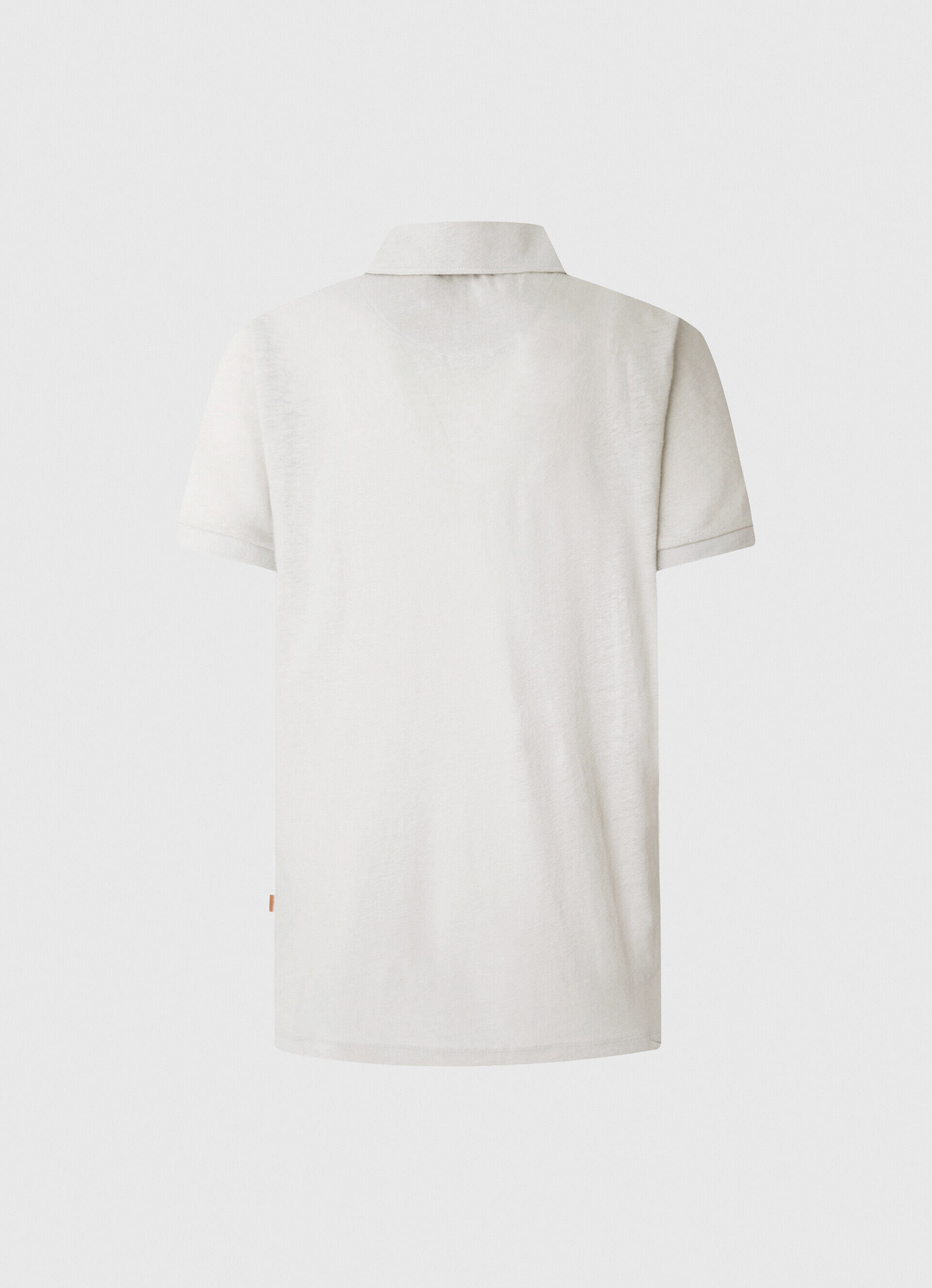 Camisa polo de linho de corte regular - branco-sujo