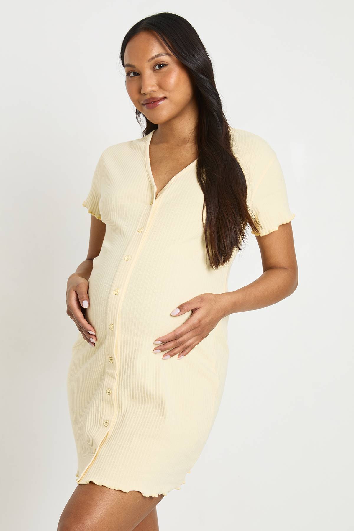 boohoo Nuisette De Maternité Côtelée À Boutons