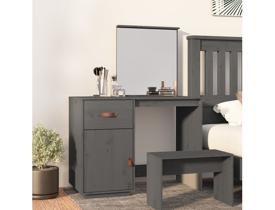 VIDAXL - Coiffeuse gris 95x50x134 cm bois de pin massif
