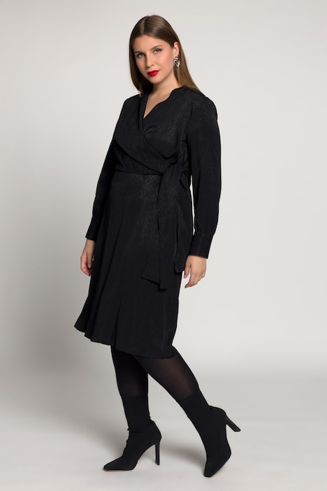 Kleid, Wickeloptik, A-Linie, V-Ausschnitt, Langarm