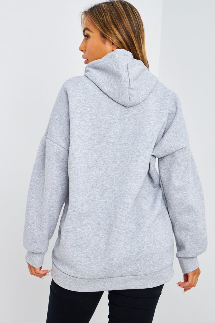 Sweat gris à capuche