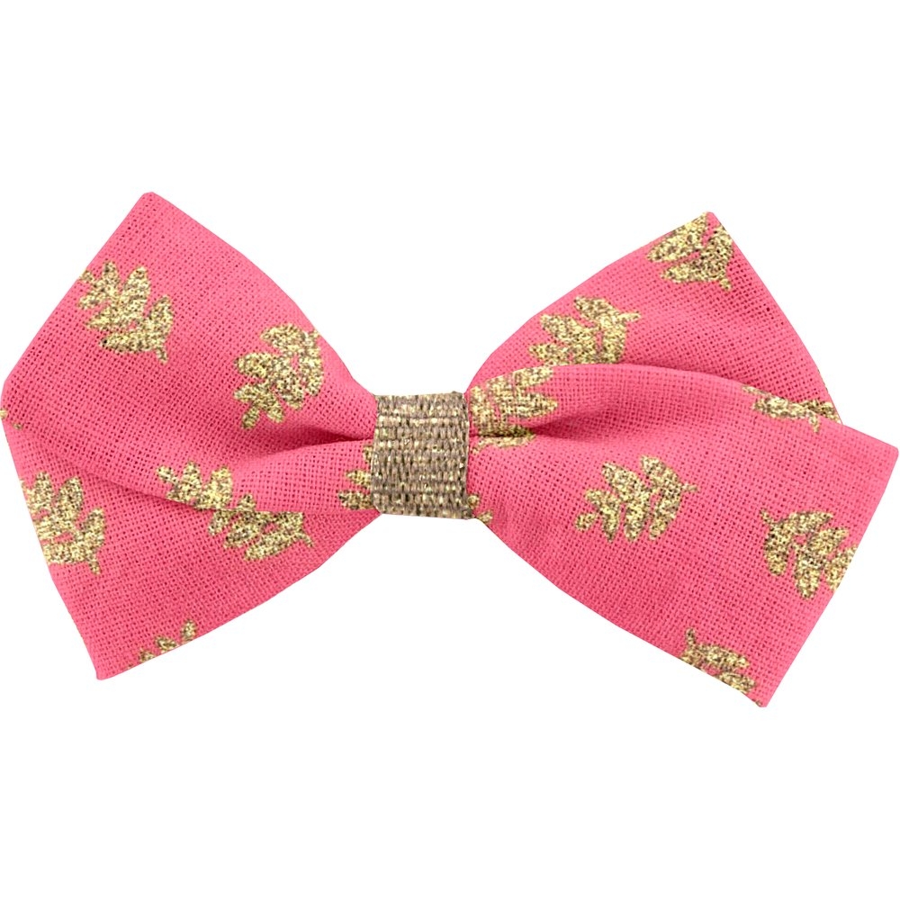Petite Barrette Double Noeud Croisé Feuillage Or Rose